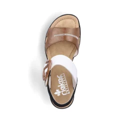 Rieker Summer Shoes-Women'S Wedge Sandals Brown Beige-Pure White