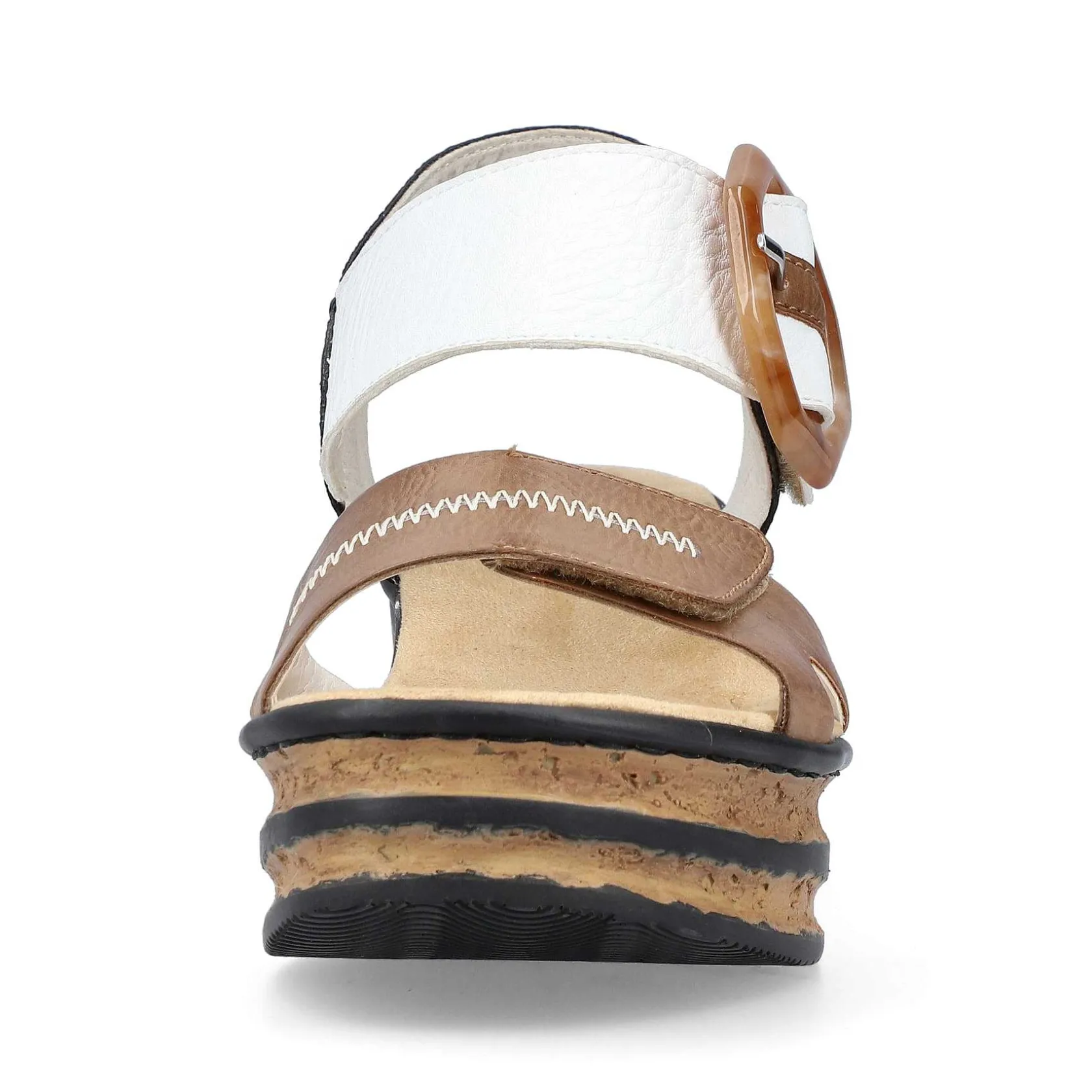 Rieker Summer Shoes-Women'S Wedge Sandals Brown Beige-Pure White