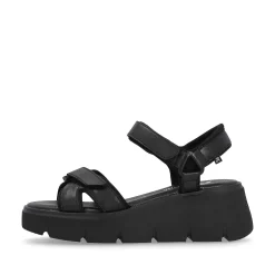 Rieker Heeled Shoes-Women'S Wedge Sandals Night Black
