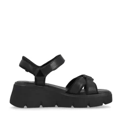 Rieker Heeled Shoes-Women'S Wedge Sandals Night Black