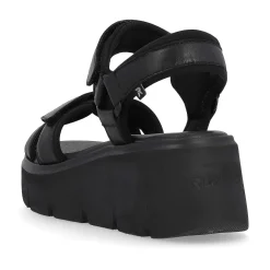 Rieker Heeled Shoes-Women'S Wedge Sandals Night Black