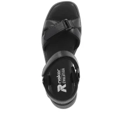 Rieker Heeled Shoes-Women'S Wedge Sandals Night Black