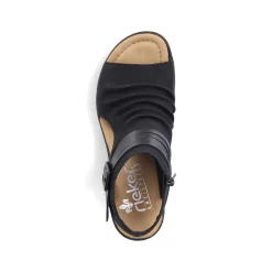 Rieker Heeled Shoes-Women'S Wedge Sandals Night Black
