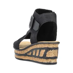 Rieker Heeled Shoes-Women'S Wedge Sandals Night Black