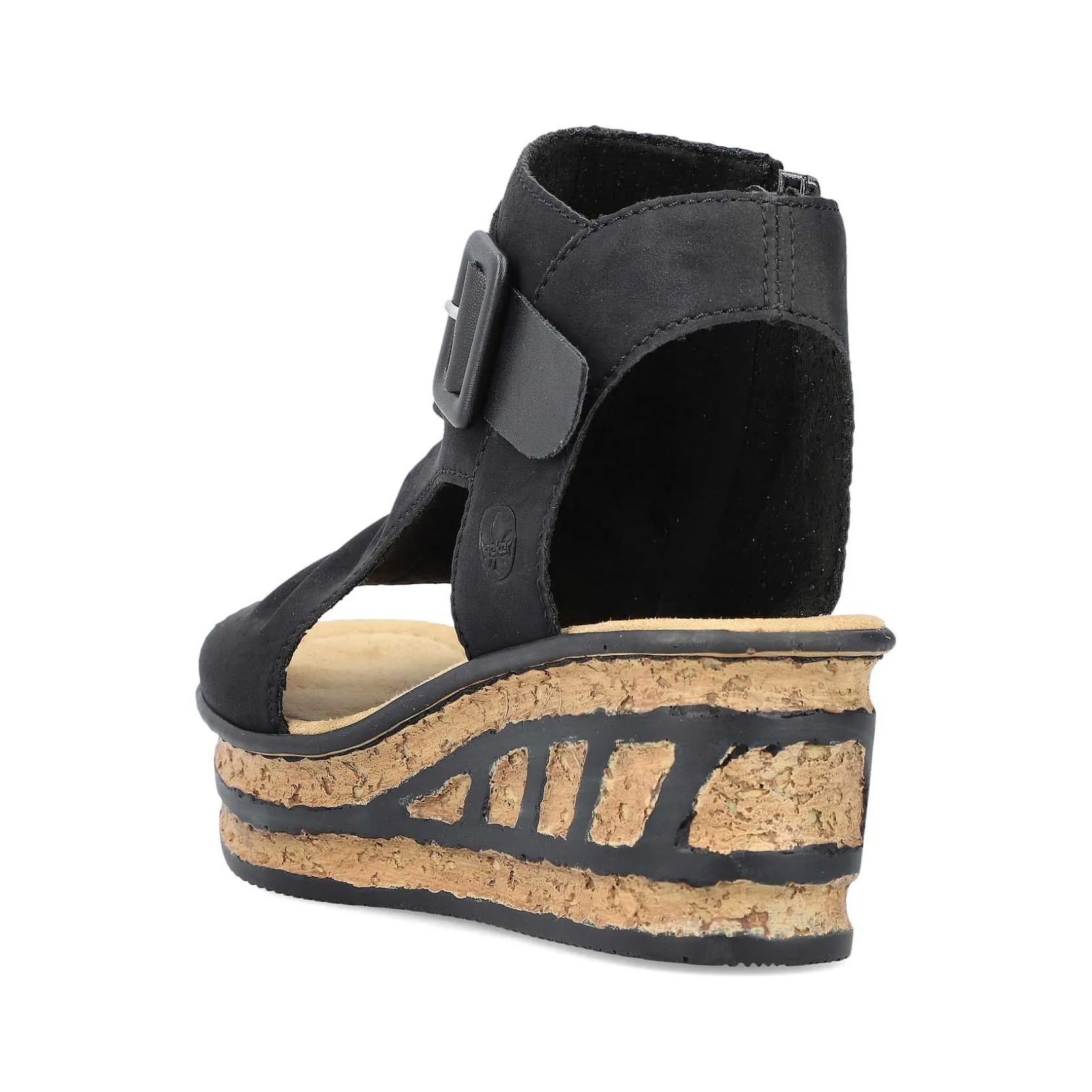 Rieker Heeled Shoes-Women'S Wedge Sandals Night Black