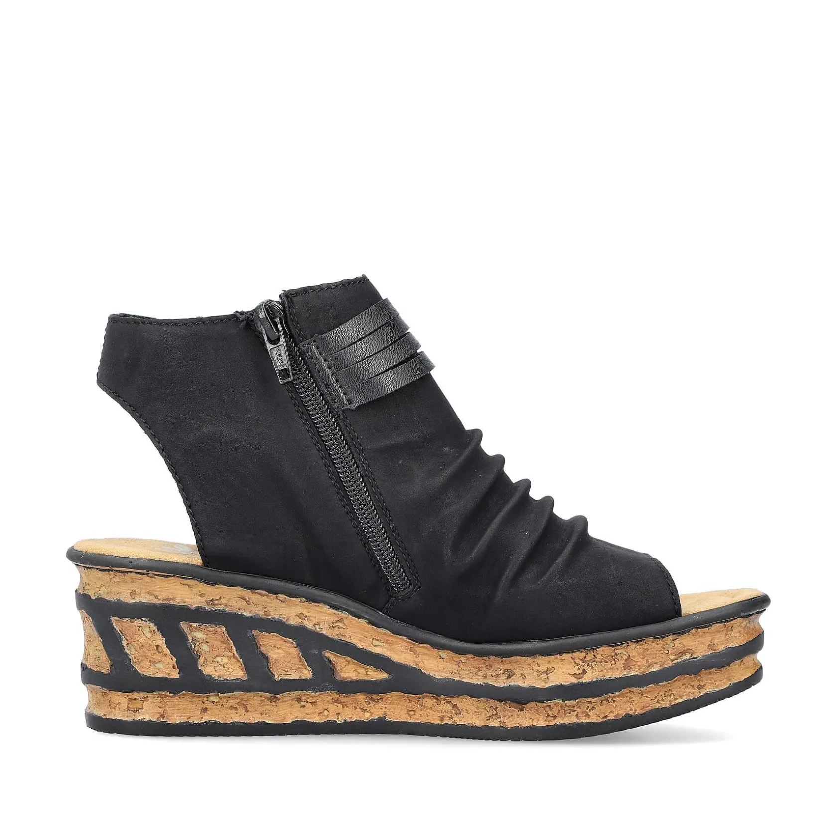 Rieker Heeled Shoes-Women'S Wedge Sandals Night Black
