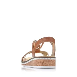Rieker Heeled Shoes-Women'S Wedge Sandals Chestnut Brown