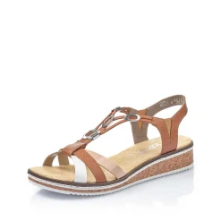Rieker Heeled Shoes-Women'S Wedge Sandals Chestnut Brown