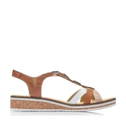 Rieker Heeled Shoes-Women'S Wedge Sandals Chestnut Brown