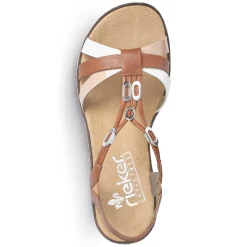 Rieker Heeled Shoes-Women'S Wedge Sandals Chestnut Brown