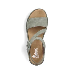 Rieker Heeled Shoes-Women'S Wedge Sandals Green Gray