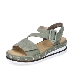 Rieker Heeled Shoes-Women'S Wedge Sandals Green Gray