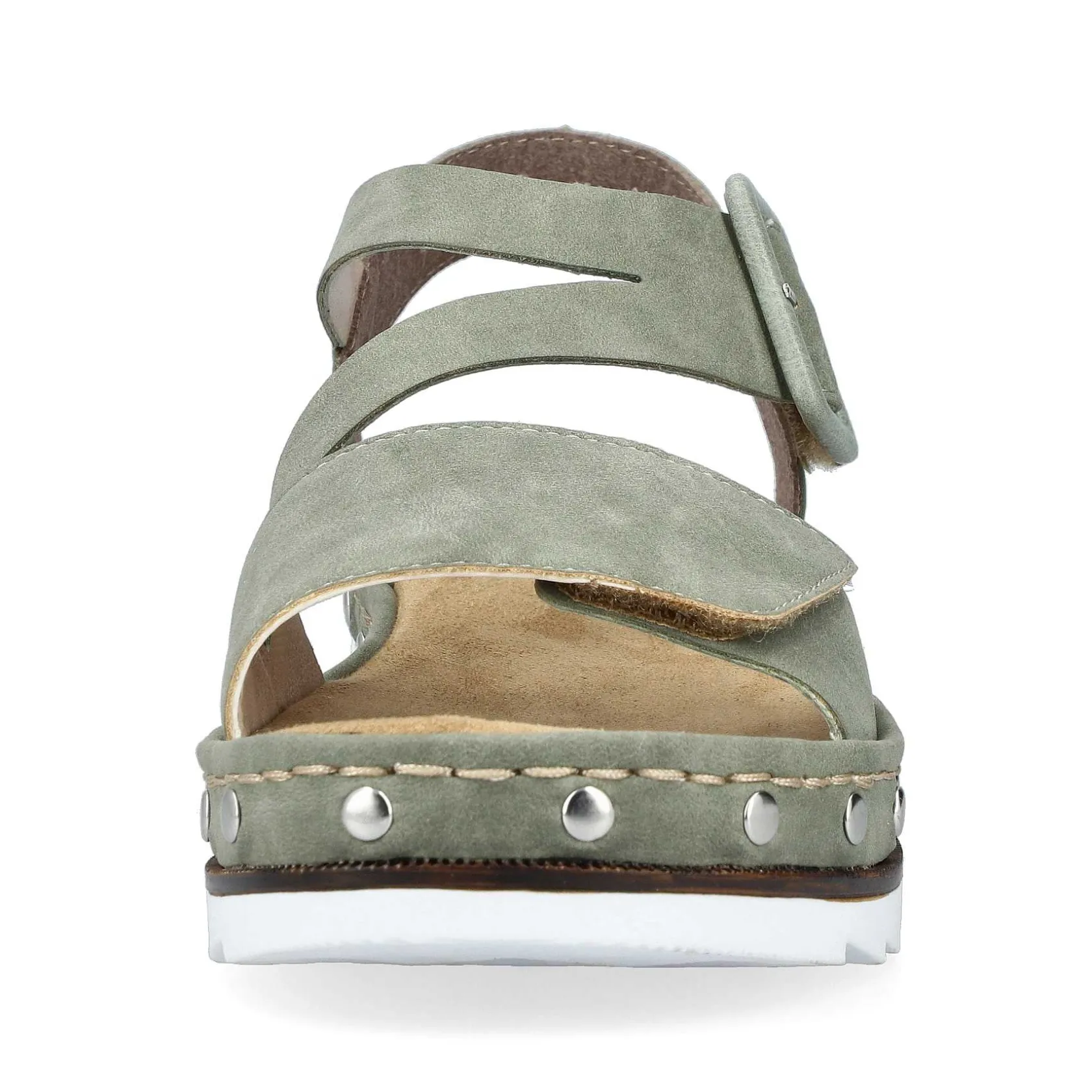 Rieker Heeled Shoes-Women'S Wedge Sandals Green Gray