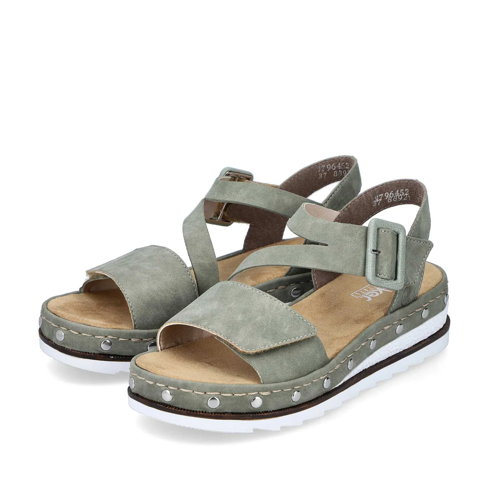 Rieker Heeled Shoes-Women'S Wedge Sandals Green Gray
