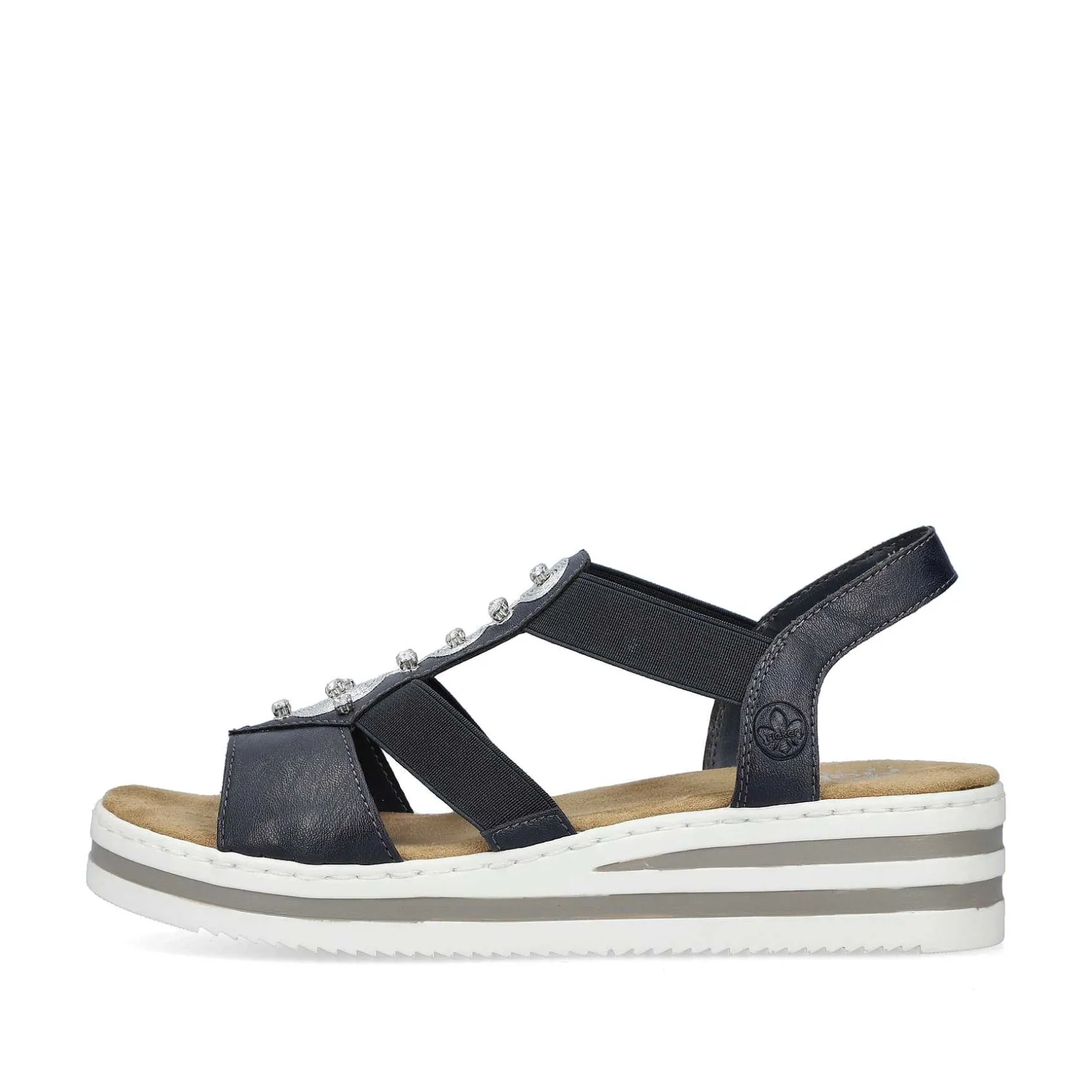 Rieker Heeled Shoes-Women'S Wedge Sandals Navy Blue