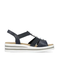 Rieker Heeled Shoes-Women'S Wedge Sandals Navy Blue