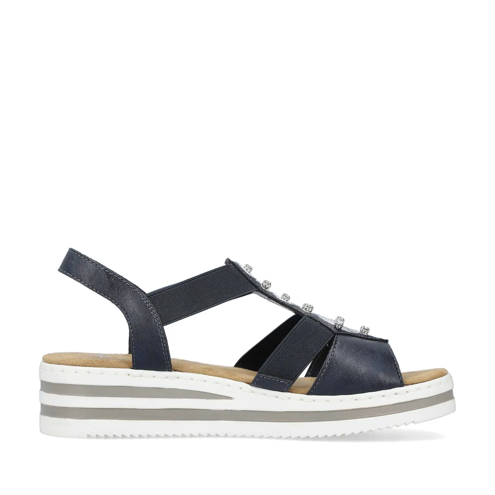 Rieker Heeled Shoes-Women'S Wedge Sandals Navy Blue