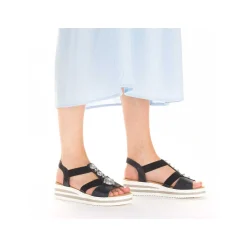 Rieker Heeled Shoes-Women'S Wedge Sandals Navy Blue
