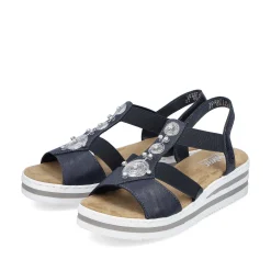 Rieker Heeled Shoes-Women'S Wedge Sandals Navy Blue