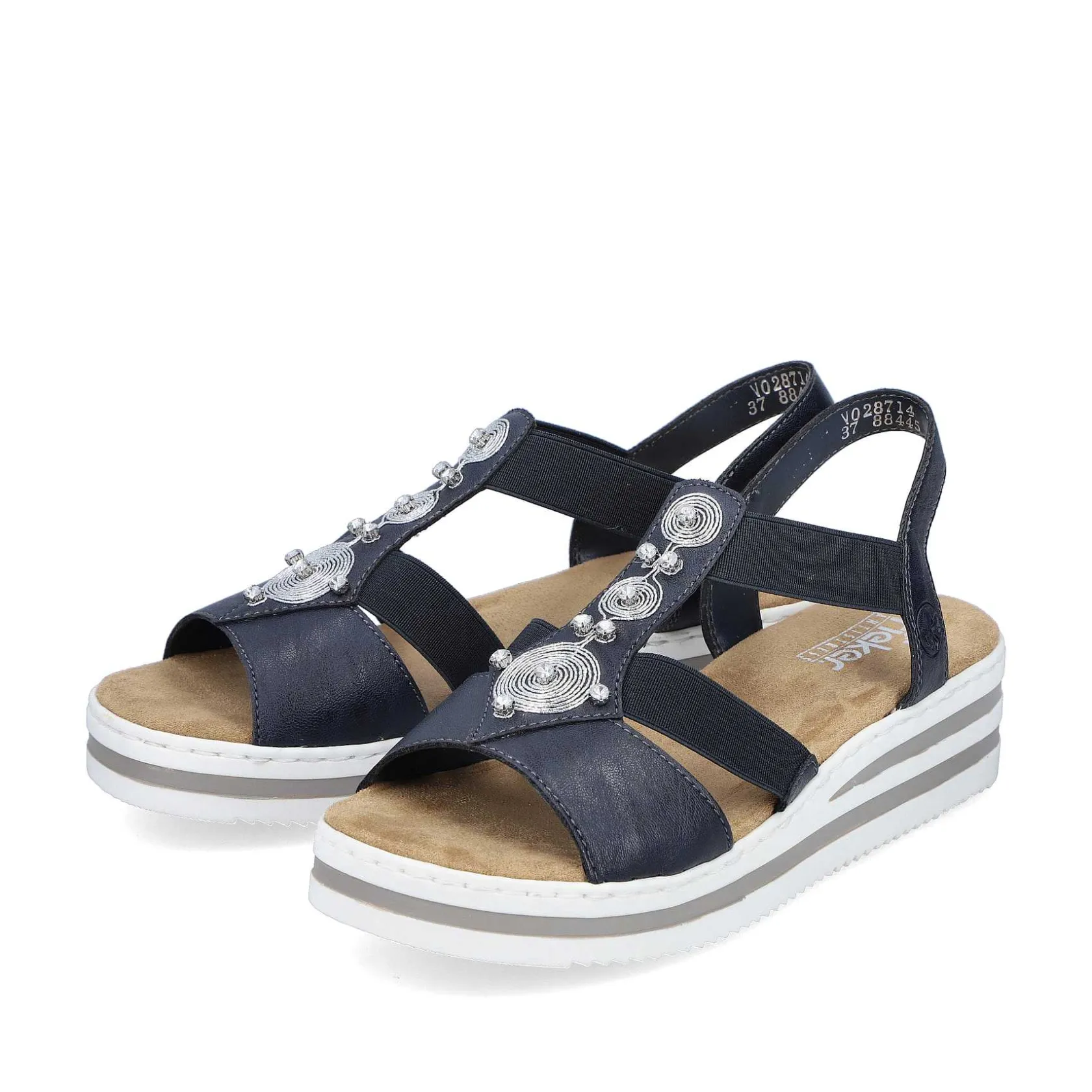 Rieker Heeled Shoes-Women'S Wedge Sandals Navy Blue