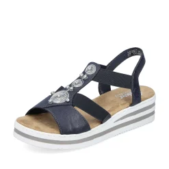 Rieker Heeled Shoes-Women'S Wedge Sandals Navy Blue