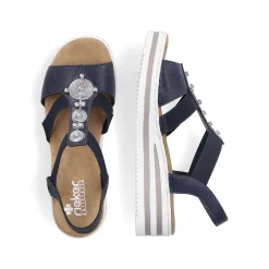 Rieker Heeled Shoes-Women'S Wedge Sandals Navy Blue