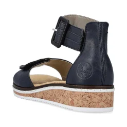 Rieker Heeled Shoes-Women'S Wedge Sandals Navy Blue