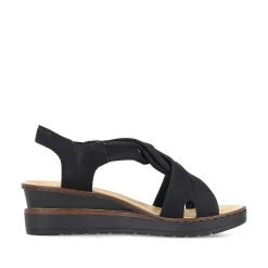 Rieker Heeled Shoes-Women'S Wedge Sandals Jet Black