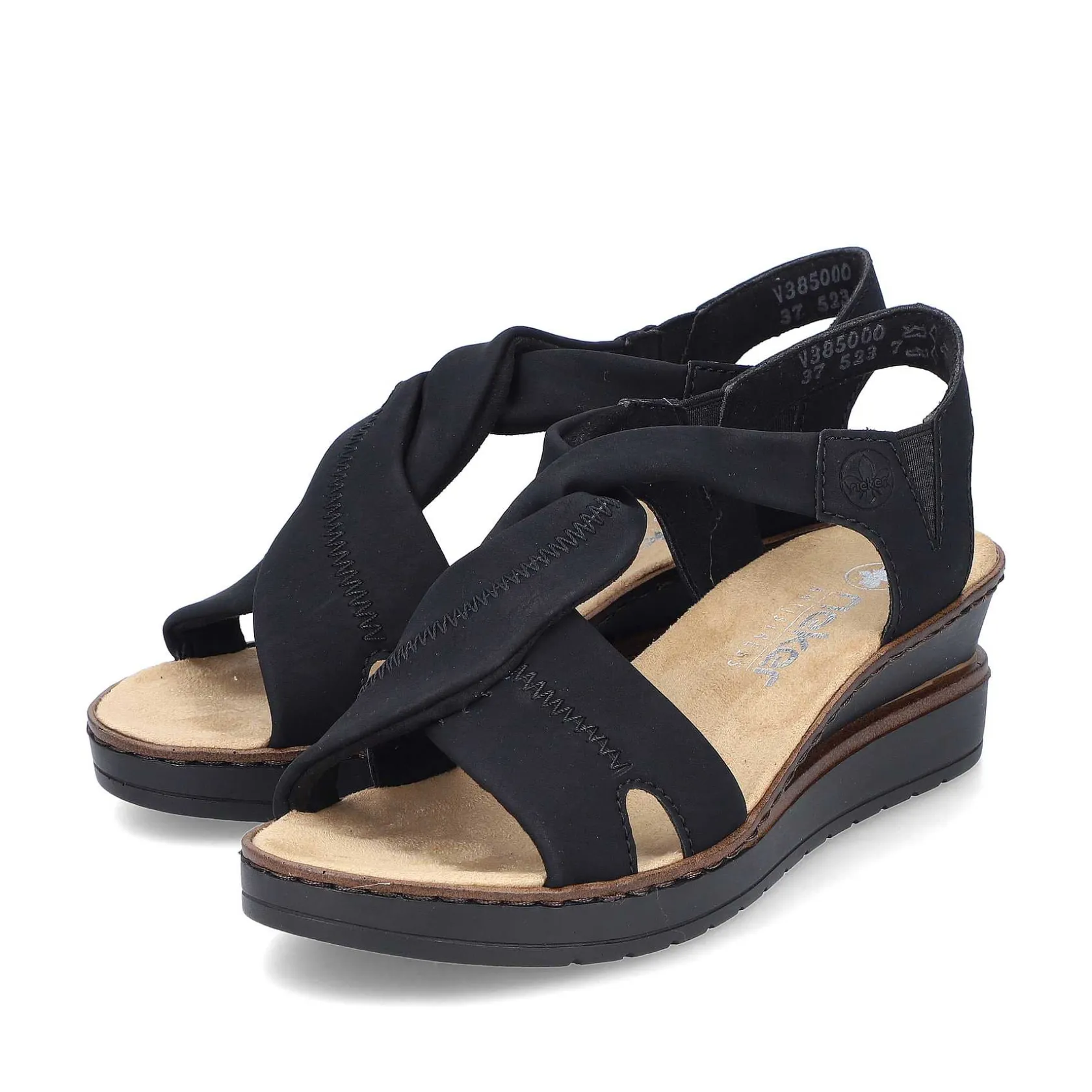 Rieker Heeled Shoes-Women'S Wedge Sandals Jet Black