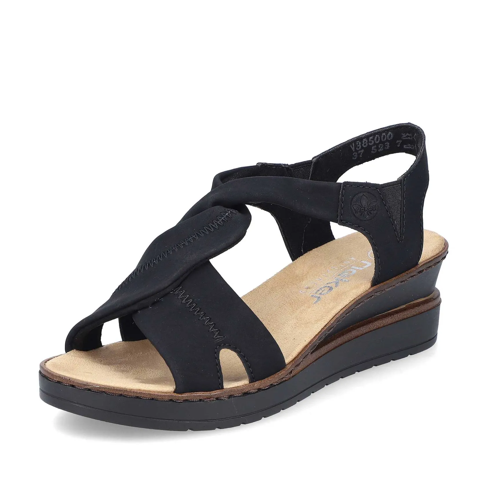 Rieker Heeled Shoes-Women'S Wedge Sandals Jet Black