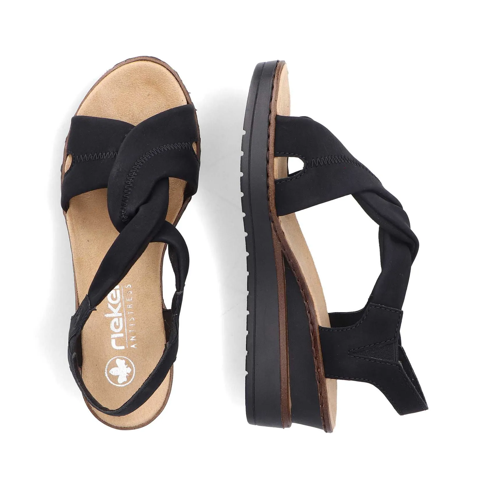 Rieker Heeled Shoes-Women'S Wedge Sandals Jet Black