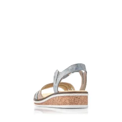 Rieker Heeled Shoes-Women'S Wedge Sandals Sky Blue-Light Beige