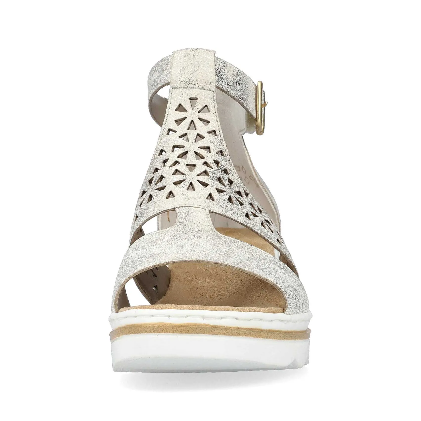 Rieker Heeled Shoes-Women'S Wedge Sandals Silver-Platinum-Metallic