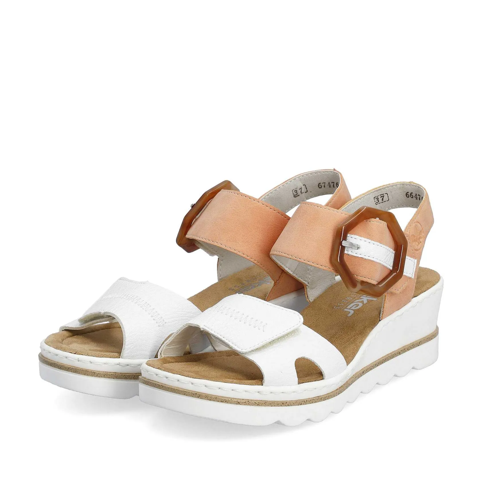 Rieker Summer Shoes-Women'S Wedge Sandals Snow White Peach