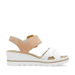 Rieker Summer Shoes-Women'S Wedge Sandals Snow White Peach