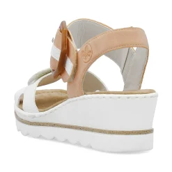 Rieker Summer Shoes-Women'S Wedge Sandals Snow White Peach
