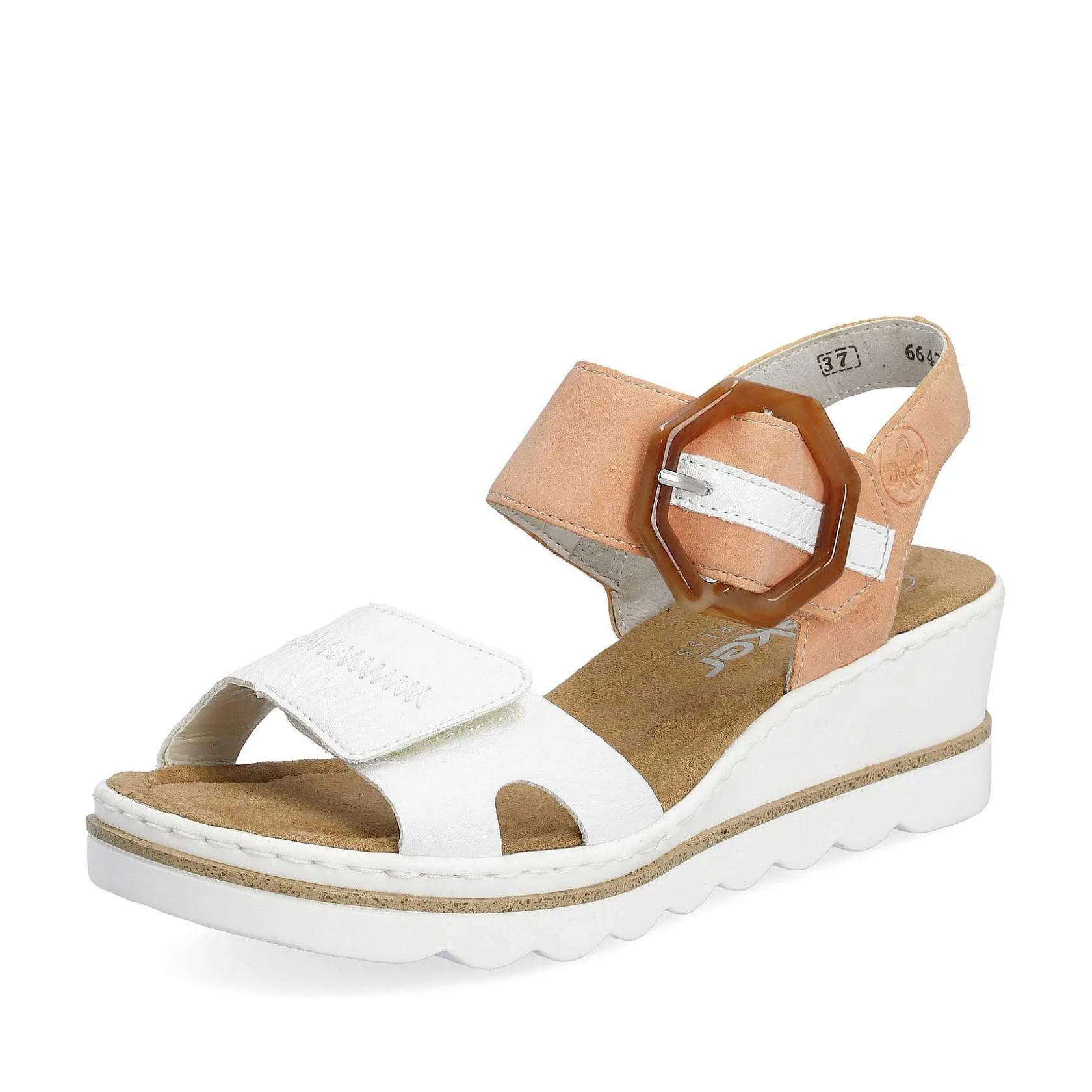 Rieker Summer Shoes-Women'S Wedge Sandals Snow White Peach