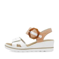 Rieker Summer Shoes-Women'S Wedge Sandals Snow White Peach