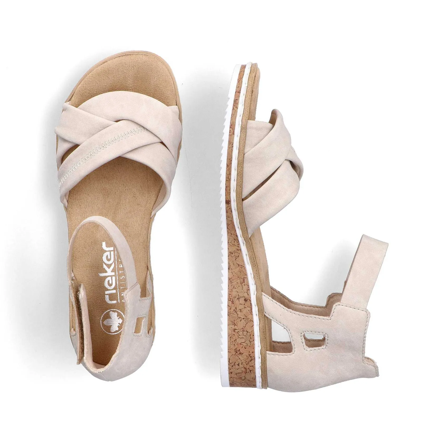 Rieker Heeled Shoes-Women'S Wedge Sandals Light Beige