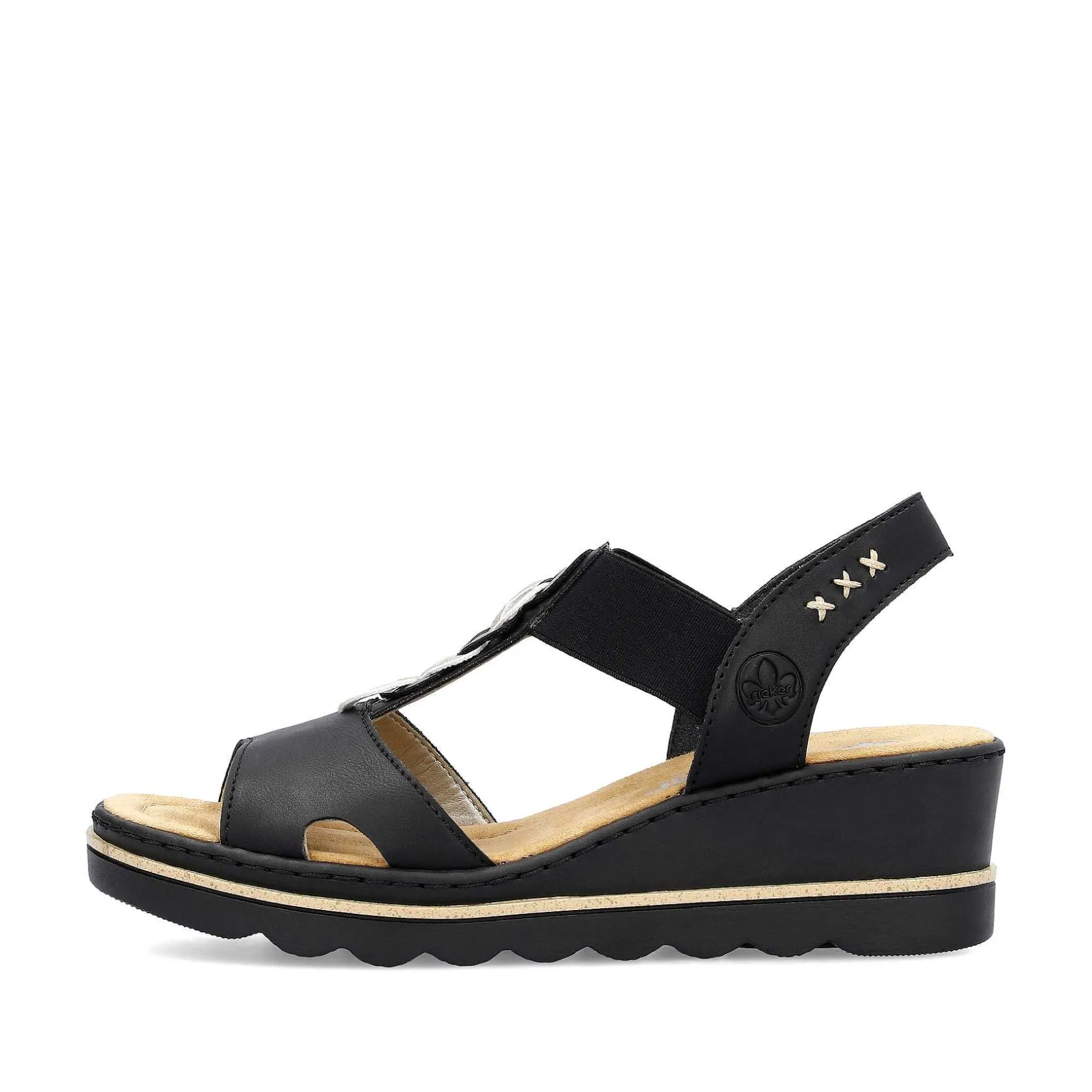 Rieker Heeled Shoes-Women'S Wedge Sandals Jet Black