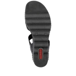 Rieker Heeled Shoes-Women'S Wedge Sandals Jet Black