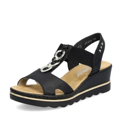 Rieker Heeled Shoes-Women'S Wedge Sandals Jet Black