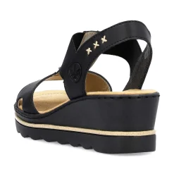 Rieker Heeled Shoes-Women'S Wedge Sandals Jet Black