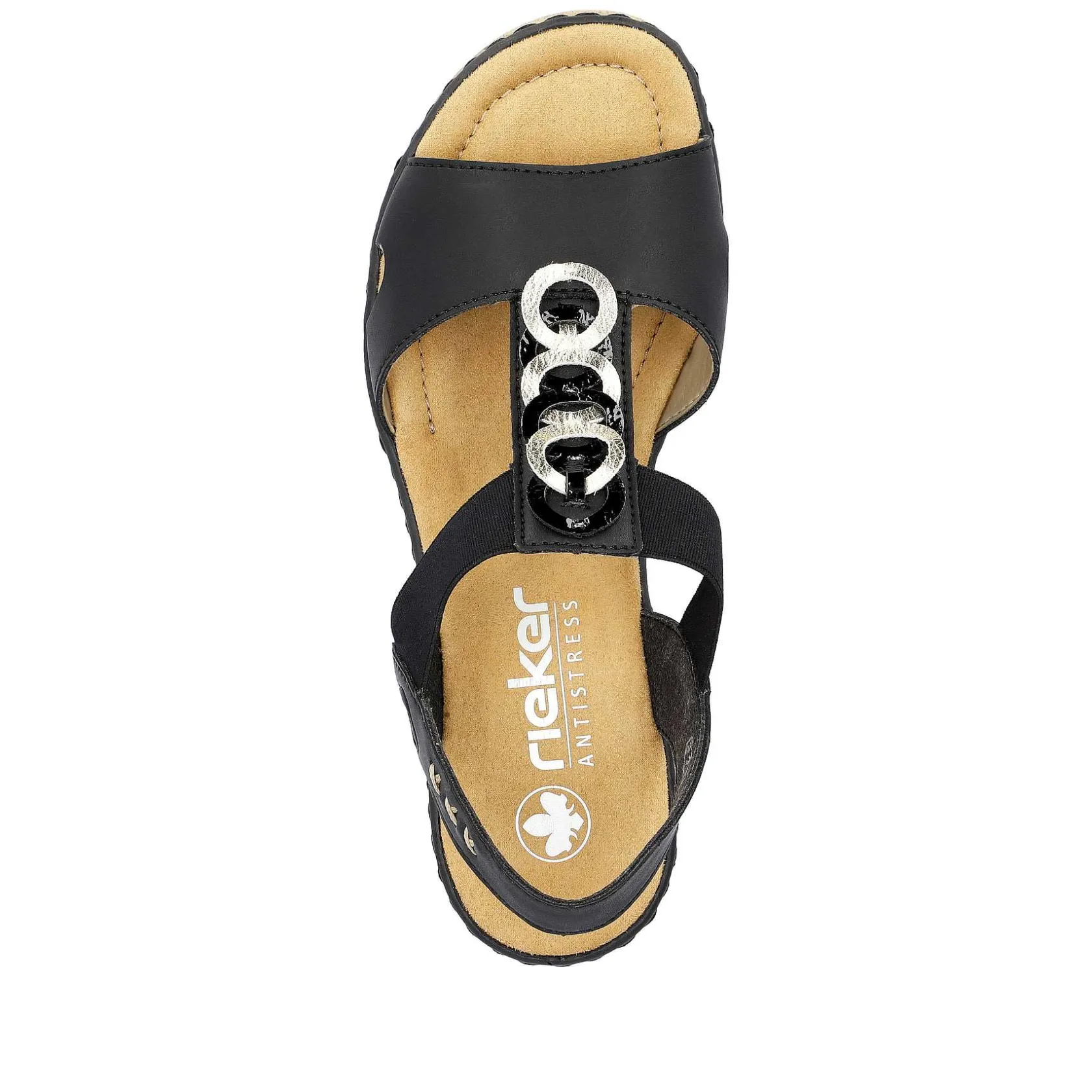 Rieker Heeled Shoes-Women'S Wedge Sandals Jet Black