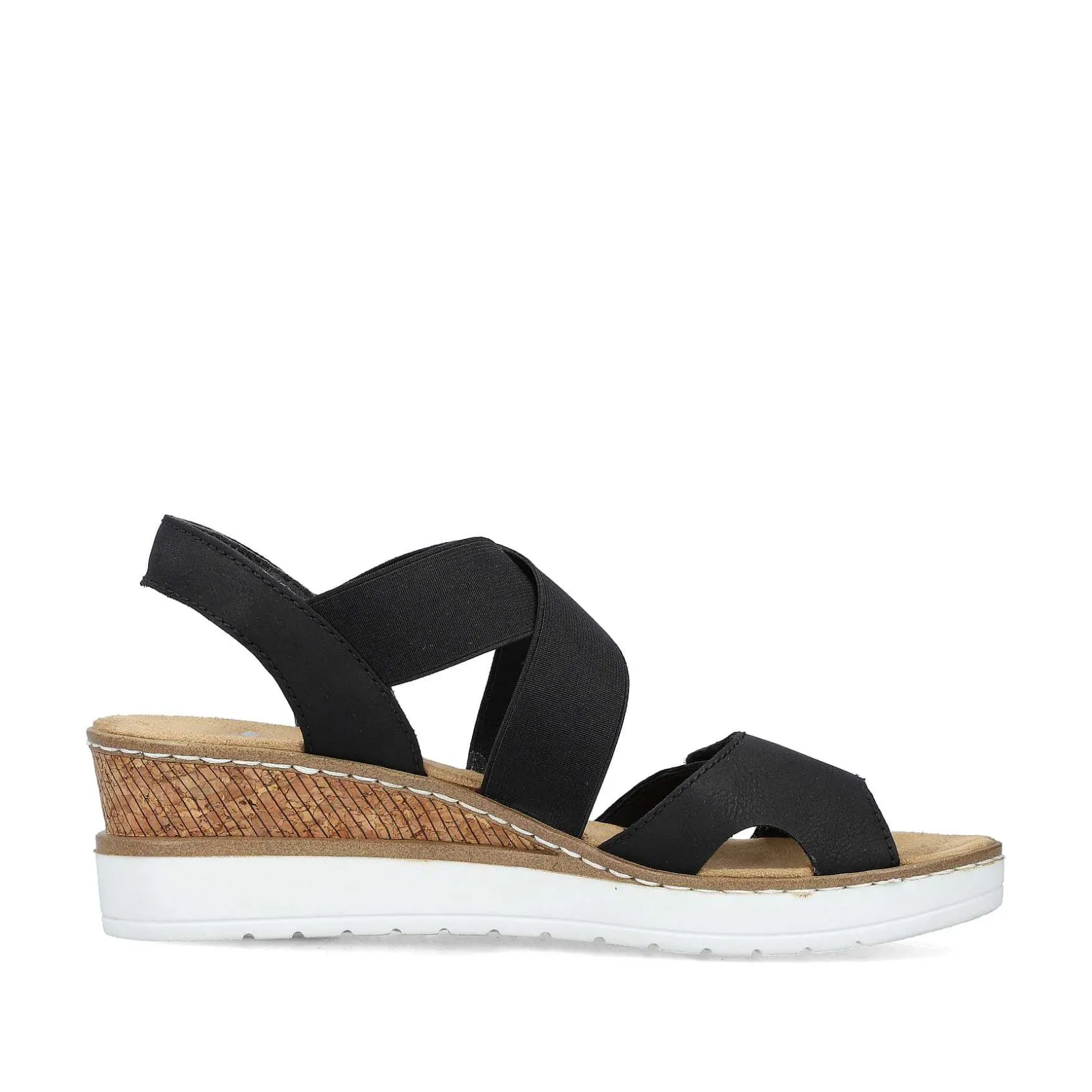 Rieker Heeled Shoes-Women'S Wedge Sandals Jet Black