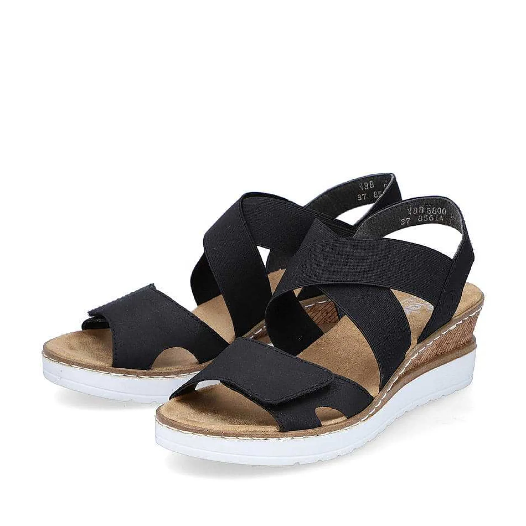 Rieker Heeled Shoes-Women'S Wedge Sandals Jet Black