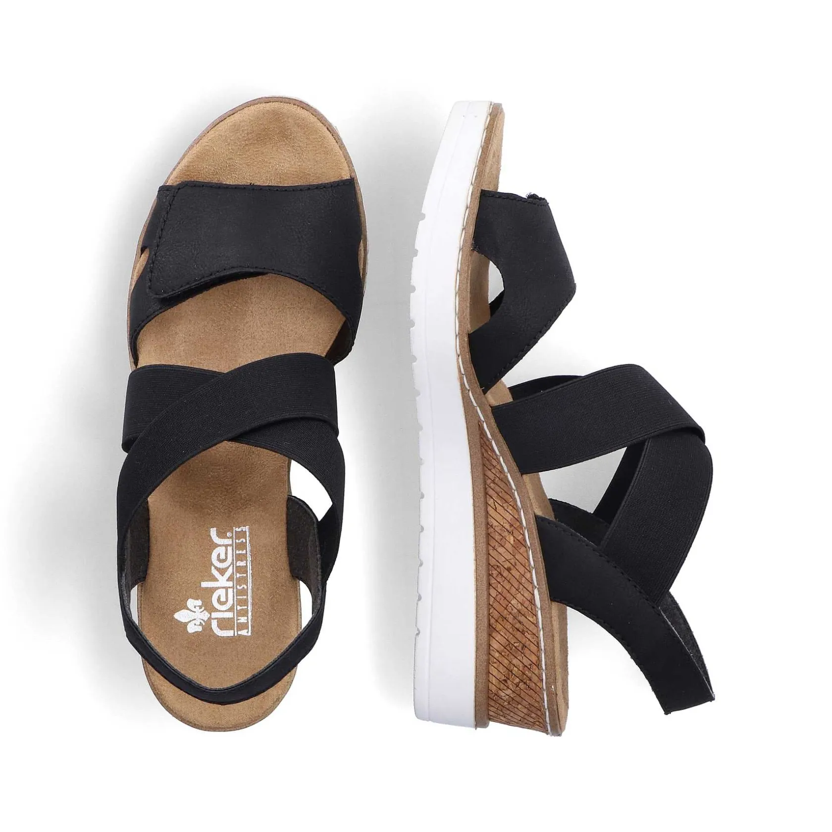 Rieker Heeled Shoes-Women'S Wedge Sandals Jet Black