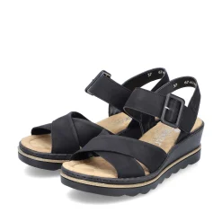 Rieker Heeled Shoes-Women'S Wedge Sandals Jet Black