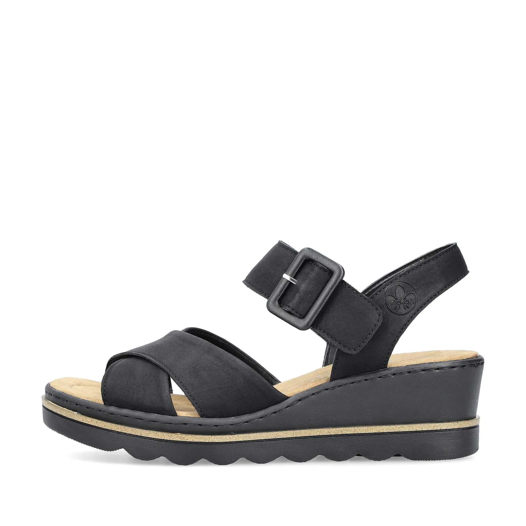 Rieker Heeled Shoes-Women'S Wedge Sandals Jet Black