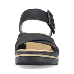 Rieker Heeled Shoes-Women'S Wedge Sandals Jet Black